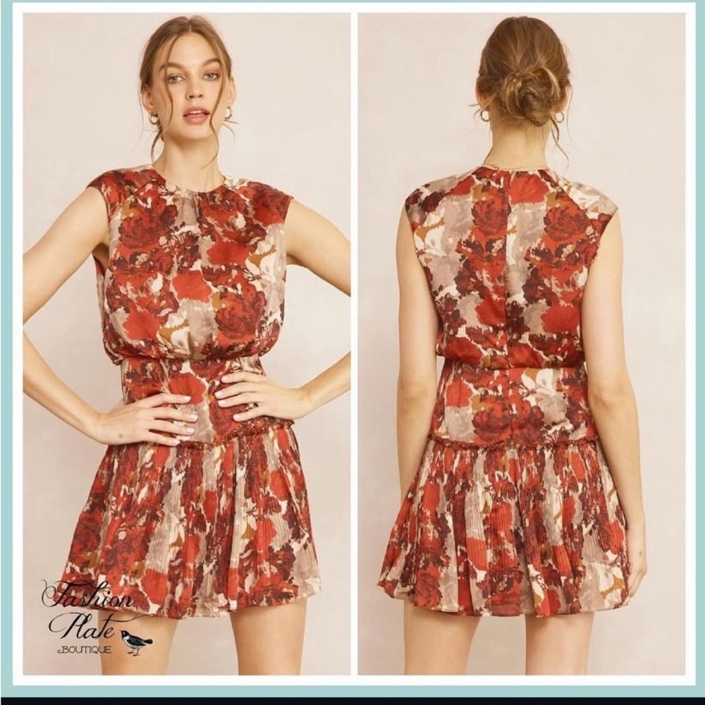 Floral Red Dress
